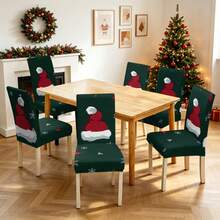 1/2/4/6pcs Christmas Print Chair Covers, Cartoon Holiday Atmosphere Decorative Dust-Proof Elastic Full-Coverage Chair Covers - Multicolor - View 8