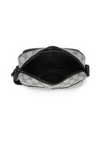 Men's Plaid Small Square Crossbody Bag, Lightweight Multi Compartment Shoulder Bag, Commuting Small Bag - Grey - View 5