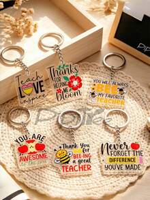 6/1pc Teacher's Day Keychain Set, Teacher's Day Commemorative Gift, Thank You Teacher, Unisex, Backpack Charm, Car Keychain, Suitable For Daily Wear, Vacation, Party, Event Souvenir, And The Best Gift For Teachers - Multicolor - View 6
