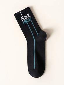 5 Pairs Men's Letter Graphic Cotton Crew Socks, Breathable Moisture Wicking Mesh Socks, Color Block Casual Sport Mid Calf Socks For Daily Wear - Multicolor - View 8