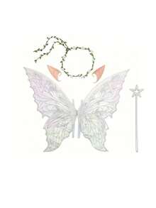 Colorful Laser Double-Layer Butterfly Wings Back Decor, Forest Style Fairy Wings Girl Birthday Party Photo Prop, Halloween Cosplay Fairy Angel Wings Accessory - View 13