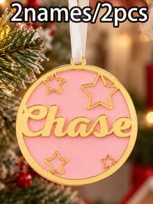 Custom Name Acrylic Christmas Ornament, Personalized Snowflake Tree Decoration, Festive Round Hanging Decor, Customized Wall Ornament And Bag Charm, Customizable Holiday Party Decoration, Christmas Tree Decorations, Christmas Gift For Family Friends - Style a - View 15