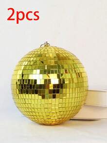 24/12/2pcs Gold Disco Ball Holiday Decorations, Halloween/Christmas Cool Fun Hanging Balls, Large Party Decor, Suitable For DJ, Nightclub, Stage, Bar, Party, Back To School, Wedding And Holiday Decoration - Gold - View 24