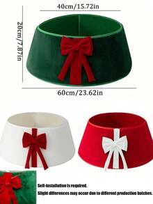 Artificial Christmas Tree Collar, Green Christmas Tree Skirt With Large Red Bow, Suitable For Christmas Party, Tree Decoration And Holiday Home Decor, Perfect Christmas Accessory - one-size - View 11