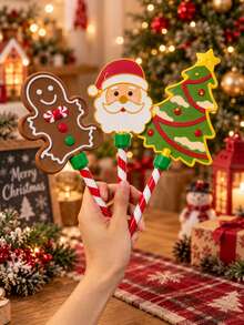Christmas Cartoon Card Holder With Payment Magic Wand 14.17*5.51in, Snowman And Santa Claus Design, Non-Contact Card Swiping Wand, Festive Decoration Party Gift - Multicolor - View 4