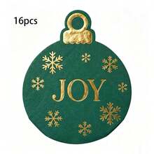16pcs Christmas Hanging Ball Shaped Napkins, JOY Gold Foil Snowflake Disposable Paper Napkins, Christmas Party Table Decoration - Christmas Style - View 6