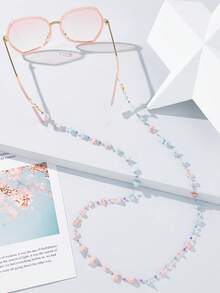 1pc Color Block Stone Eyeglass Chain Suitable For Daily Wear - Pink+Blue - View 3