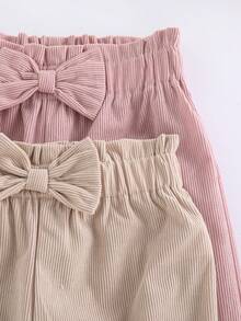 Multi-Piece Girls' Casual Fashion Bowknot Bud Elastic Waist Straight Leg Thin Long Pants For Spring And Autumn - Multicolor - View 4