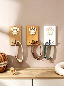 Personalized Dog Leash Wall Mount, Paw Print Wooden Key Hook Storage Rack, Customized Pet Name Wall Rack, Entryway Home Decor Gift - Multicolor - View 7