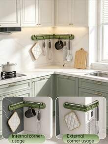 1pc Multi-Functional Kitchen Accessory Storage Rack, Portable Foldable Wall-Mounted Storage Rack, Space-Saving Kitchen Storage Shelf, Can Be Installed In Corners, No-Drill Installation, Can Hang Spoons, Spatulas And Other Kitchen Utensils, Suitable For Cabinets, Cookware, Tableware, Kitchen Organization, Kitchen Essentials, Apartment Essentials, Kitchen Organization And Storage - Multicolor - View 5