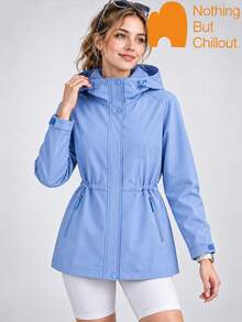 NBCT Women's Mid-Length Light Outdoor Hooded Jacket With Adjustable Drawstring Hood, Cinched Waist For Flattering Silhouette, Versatile For Hiking, Climbing, Casual, Commuting And Camping - Spirit Sand Purple - View 1