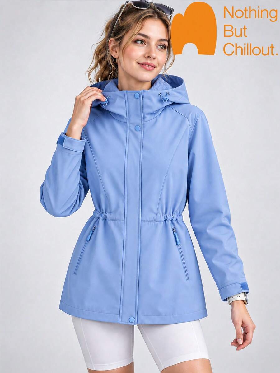 NBCT Women's Mid-Length Light Outdoor Hooded Jacket With Adjustable Drawstring Hood, Cinched Waist For Flattering Silhouette, Versatile For Hiking, Climbing, Casual, Commuting And Camping - Spirit Sand Purple - View 1