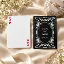 1pc Personalized Custom Name Date Wedding Poker Cards, Vintage Black Floral Back Playing Cards, Wedding Favor Gift For Couples, Party Game Home Decor - Multicolor - View 29