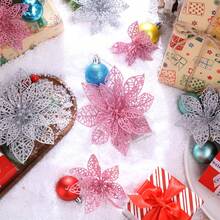 Glitter Red Flower 4 Inch Christmas Tree Decoration Christmas Decor - Pink - Multicolor - View 11