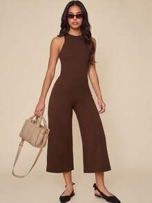 VUTRU Mid-Waist Fashion Loose Sports Pants, 7/8 Length Wide Leg Casual Pants For Daily Wear - Brown - View 6