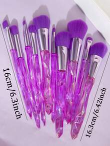 YZIMENG 10pcs Purple Crystal Acrylic Handle Makeup Brush Set, Soft Synthetic Bristles, Professional Foundation, Eyeshadow, Blush Brush Set, Suitable For Face, Eye Makeup Beauty Tools - Purple - View 6