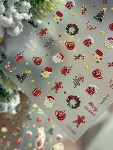 1 buah Stiker Seni Kuku Santa Claus Timbul 3D, Stiker Natal Musim Gugur Gaya Kartun Lucu - MultiWarna - View 4