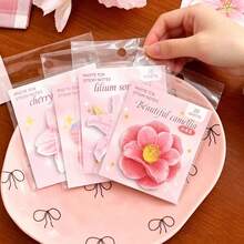 4pcs Flower, Fruit, Vegetable Pattern Random Combination Creative Sticky Notes, Reusable Memo Pads, Stationery Gift For Students - A - View 4