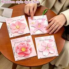 4pcs Flower, Fruit, Vegetable Pattern Random Combination Creative Sticky Notes, Reusable Memo Pads, Stationery Gift For Students - A - View 2