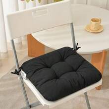 1pc Solid Color Thick Chair Cushion, Soft Quilted Square Seat Pad With Ties, Non‑Slip Comfort Seat Cushion For Dining Office Home Chair Decoration - 40x40cm - View 16