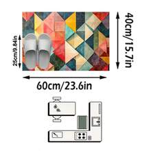 1 Buah Karpet Persegi Panjang Beludru Kristal Bergaya Seni Modern Motif Segitiga Geometris Patchwork Aneka Warna, Detail Gradien Cat Air, Dapat Dicuci dengan Mesin, Cocok untuk Dekorasi Rumah Ruang Tamu dan Kamar Tidur, Penggunaan Sepanjang Musim, Dekorasi Rumah yang Estetis - MultiWarna - View 13