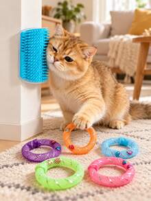 Pet Cat & Dog Grooming Cleaning Brush, Scratching & Itch Relief Wall Corner Scratching Board/Itch Relief Tool, Both Home Decor & Cat Toy. - Multicolor - View 10