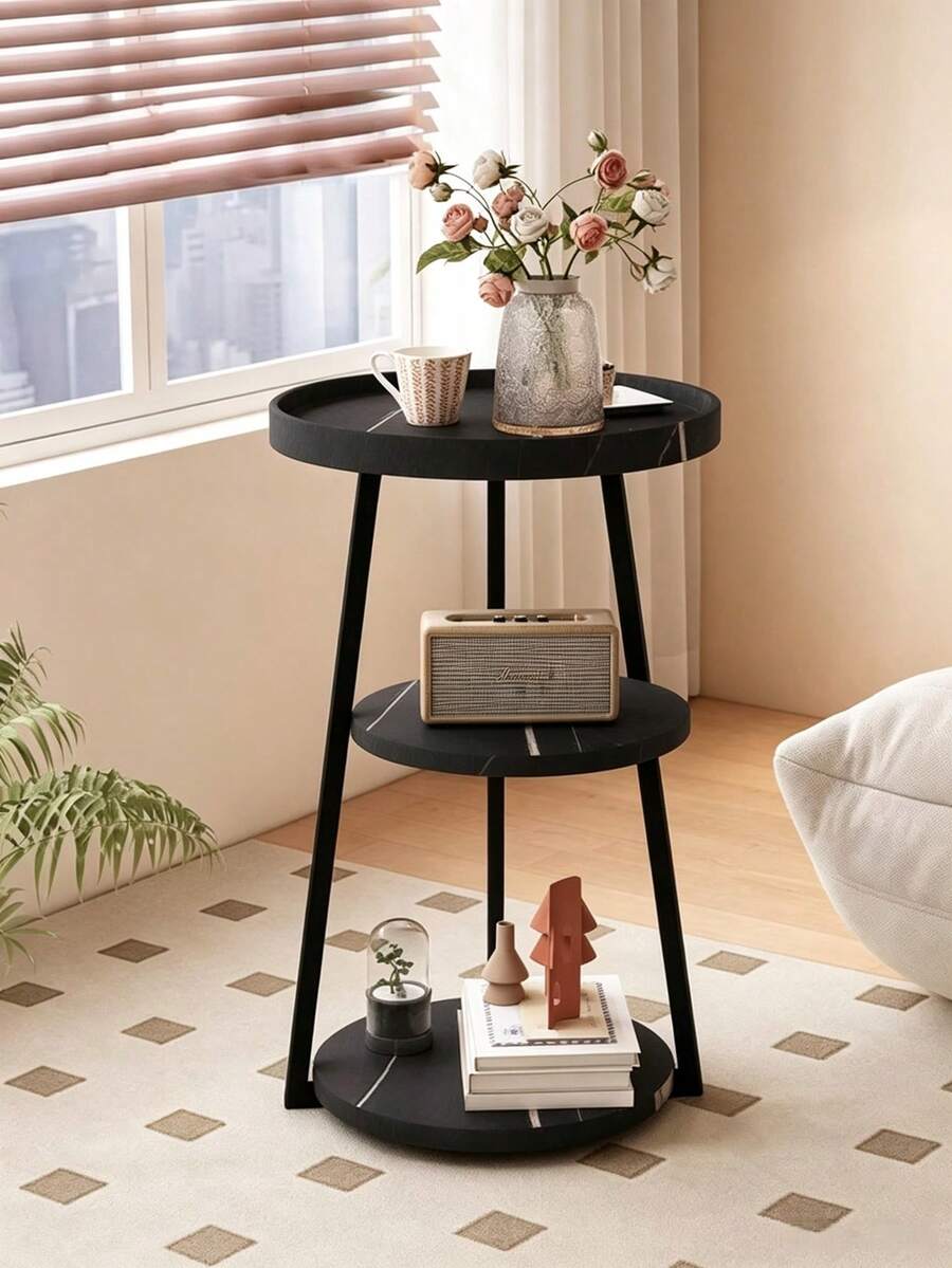 3-Tier Round Side Table, Multi-Layer Sofa Corner Small Coffee Table, Living Room Bedroom Side Storage Table, Multi Color Tabletop Optional - Multicolor - View 1