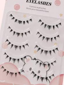 Snake Series Cold Beauty Thick Lower Eyelashes, One-Piece Natural Realistic Transparent Stem Manga Slouchy Style Short Lower False Eyelashes, 1 Box 5 Pairs - Black - View 7