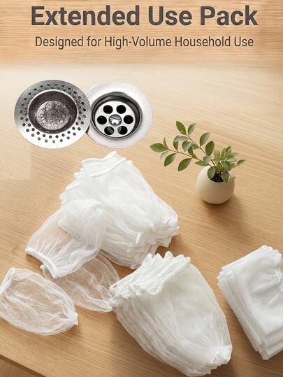 30/100/200/300/400/500/1000/1500pcs Disposable Sink Strainers, High Elasticity Band & Durable Tear-Resistant Fine Mesh, Lightweight Breathable Fast Drainage No Water Accumulation, Efficient Filtration Intercepts Residue Prevents Clogging, Wash-Free Hygienic Design, Suitable For Home/Tenant/College Student, Kitchen Sink/Bathroom Sink/Laundry Room/Balcony Drain, Father's Day/Summer, Practical Father's Gift/Housewarming Gift/Apartment Essential, Practical Cleanliness (Sink Strainer/Drain Plug/Kitchen Sink Filter/Sink Protector/Home Storage/Kitchen Essential)
