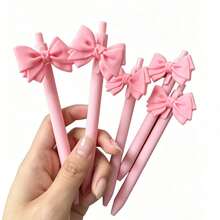 24pcs Pink Bow Retractable Ballpoint Pens, Black Ink Smooth Writing Stationery, Office Supplies, Back To School, Party Favors - Pink - View 9