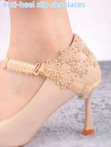1 Pair High Heel Shoes Lace Trim Shoe Straps, Anti-Slip Heel Fixer, Adjustable Length Shoe Straps - Multicolor - View 1