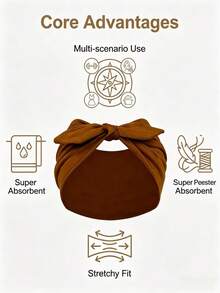 1pc Wide Rabbit Ear Headband For Women, Cute Sweet Girl Solid Color Hairband, Back To School Season Simple Elastic Knotted Bow Hair Accessory - Multicolor - View 6
