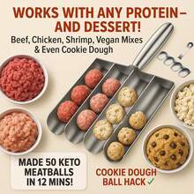 304 Stainless Steel Meatball Maker With Scraper, Manual Meatball Mold, Non-Stick Design, Suitable For Beef, Chicken, Shrimp, Fish Balls And Cookie Dough, Commercial And Home Kitchen Tool, Dishwasher Meatball Scoop Maker - Multicolor - View 3