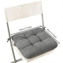 1pc Solid Color Thick Chair Cushion, Soft Quilted Square Seat Pad With Ties, Non‑Slip Comfort Seat Cushion For Dining Office Home Chair Decoration - 40x40cm - View 5