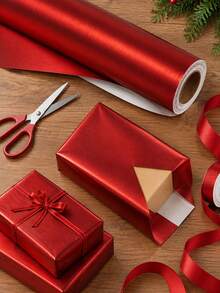 Matte Metallic Packaging Paper,Christmas Red Solid Color Paper, Gift Wrapping Paper, Perfect For Weddings, Valentine'S Day, Birthdays, Christmas, Bouquets, Metallic Texture Christmas Gift Wrapping Paper,DIY Christmas Decor Paper - Multicolor - View 7
