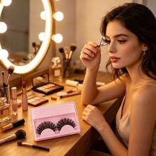 20 Pairs Natural Look False Eyelashes, Handmade Transparent Stem Eyelashes, Thin And Lightweight For Daily Makeup And Work, Reusable, Fashionable Nude Makeup Ultra-Thin Realistic False Eyelashes, Suitable For Women, For Practice On Mannequin Head Eyelash Extension Supplies, Essential For Beginners, Waterproof - Black - View 8