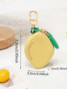 CHARM INFINITE Practical Mini Fruit-Shaped Zipper Coin Purse Keychain, Faux Leather Small Jewelry Storage Pouch, Durable Gold Buckle Decorative Pendant, Portable Travel Hanging Accessory, Suitable For Women's Birthday And Holiday Gift - Champagne - View 8