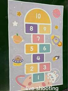 1PC, Light Purple Cartoon Hopscotch Rectangular Living Room Area Rug, Morandi Low Saturation Soft Decor Mat, Bedroom Balcony Universal Style, Lively And Dreamy, Suitable For Parent-Child Play Area And Other Scenes; Decorative Rug, Bedroom Decor, Small Rug, Rug, Home Decor, Living Room Rug, Living Room Small Rug, Bedroom Rug, Living Room Home Decor, Outdoor Rug, Washable Rug - Multicolor - View 10