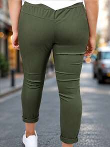 New Arrival Fashion Plus Size Women's Casual Drawstring Long Pants, Versatile For All Seasons - Army Green - View 2