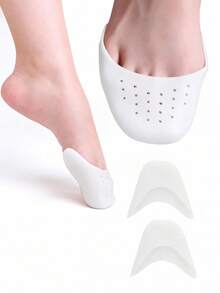 1 Pair/2 Pairs Soft Silicone Toe Pads, Ballet Shoe Insoles, Foot Care Tool, Toe Protection For Dancing Women - White - View 10