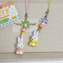 MIFFY 1pc Cute Cartoon Rabbit Plush Beaded Keychain, Colorful Beads & Bow Decor Keyring, Japanese Style Cute Phone Strap Pendant, Backpack & Handbag Charm, Adorable Birthday Gift For Girls & Teens, Suitable For Birthday, Easter, Holiday Party Gifts - Multicolor - View 3