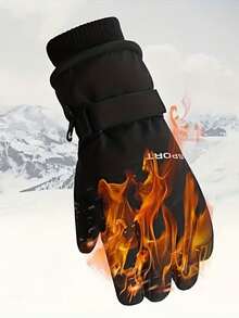 Unisex Thick Fleece Lined Winter Ski Gloves (1 Pair), Waterproof, Windproof, Warm, Non-Slip And Durable, Suitable For Snowboarding, Cycling, Hiking, Motorcycle Riding, Outdoor Sports, Driving, Running, Work, Camping, Hunting, Mountaineering And Daily Winter Wear In Cold Weather. Equipped With Adjustable Wrist Straps And Elastic Knitted Cuffs, Providing Excellent Warmth, Hand Protection And Comfortable Fit In Extreme Cold Conditions. - Multicolor - View 3
