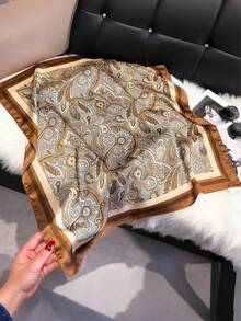 1pc 2026 Minimalist Paisley Flower Print Headscarf, New Spring/Autumn Headscarf, Women's Multi-Purpose Belt Accessory, Fashionable Flowing Headband And Hair Accessory - Multicolor - View 5