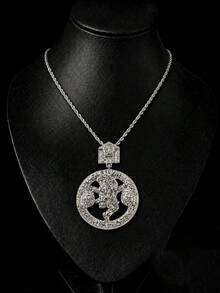 European And American Hip Hop Money Bag Boy Full Rhinestone Pendant Necklace, Rhinestone Letter Men's Personalized Necklace Accessory, Paired With 3mm Twisted Chain Necklace, Men's Versatile Accessory - pendant necklace - View 2