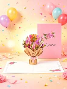 1 Set Customized Pop-Up 3D Carnation Bouquet Greeting Card With Envelope, Perfect Holiday Blessing Card Suitable For Valentine's Day, Mother's Day, Teacher's Day And Other General Holidays - Single Piece - View 7