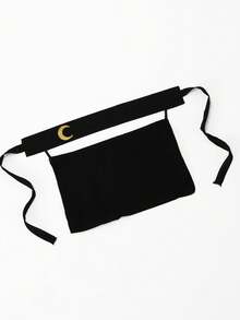 1PC Women's Solid Color Gold-Splashed Moon Niqab, Lightweight Breathable Tie-Up Veil, Suitable For Daily Wear - Black - View 7