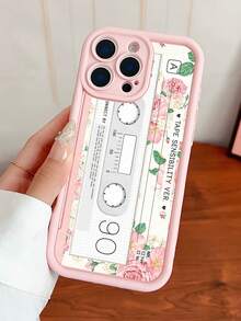 1件創意花卉磁吸膠帶彩繪圖案防摔手機殼，適用於 iPhone 13/16/15/14/13/12/11/Pro/ProMax/X/XR/XS/7/8/PLUS，適用於 / - 粉色 - 查看 3