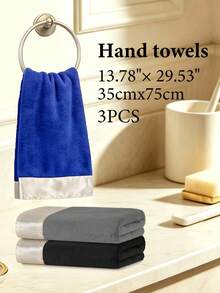3PCS Luxury Applique Towel Set, Ultra-Fine Microfiber Material, Soft & Absorbent, Suitable For Bathroom Decor, Hair Drying, Spa, Swimming, Vacation, Christmas Gift - Multicolor - View 10