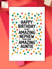 1pc Aunt's Colorful Birthday Card For Nephew - A Fun And Thoughtful Gift, Featuring A Playful "Happy Birthday To My Amazing Nephew" Design And A Vibrant Confetti Pattern, Perfect For Celebrations And Expressing Love - One Size Fits All - View 1