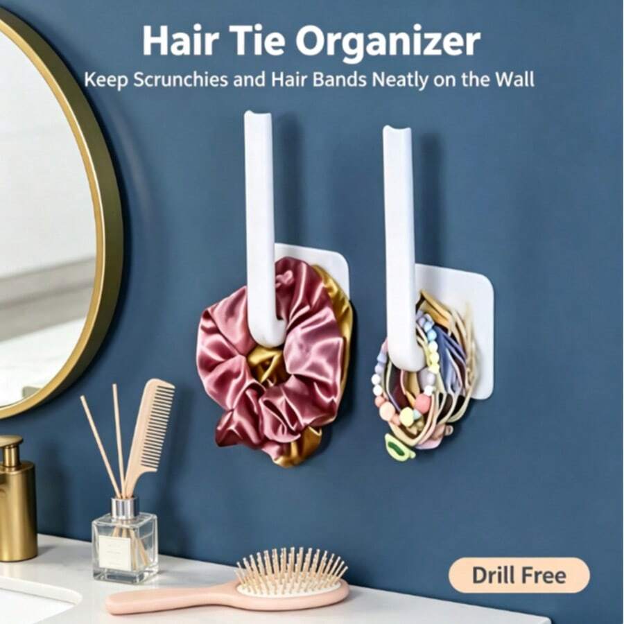 2/1pc Plastic Hooks, Drill-Free Hair Band & Hat Rack, Multi-Functional Hooks, Suitable For Office, Kitchen, Bedroom, Behind Door Storage Cabinet, No-Damage Adhesive Hooks, High-Adhesion Bedroom Clothes Rack! Towel Rack | Type Storage Hooks - Wall And Door Hanging, Hair Ties - Kitchen, Bedroom, Bathroom, Office Space Saving Design Home Storage Organizer - View 1